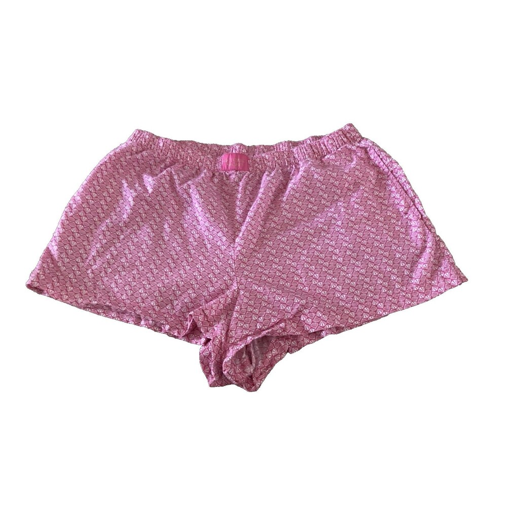 Victoria's Secret Womens Pajama Sleep Shorts Size L Pink Shell Print Lounge Logo